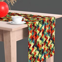 ArtzFolio Green & Red Geometric Digital Printed Table Runner-8