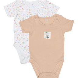 MiArcus Infants Pack of 2 Beige & White Pure Cotton Bodysuit-24
