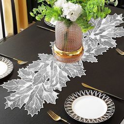 Dakshya Industries Silver Toned Textured Table Runner-0