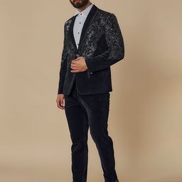 sven suits Men Self Designed Shawl Collar Single Breasted Blazers-picture-19