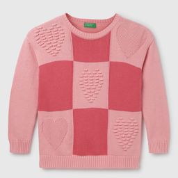 United Colors of Benetton Girls Checked Cotton Pullover Sweater-image-82
