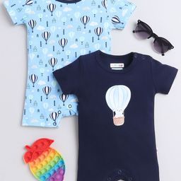 BUMZEE Infant Boys Pack Of 2 Printed Cotton Half Sleeve Rompers-picture-8