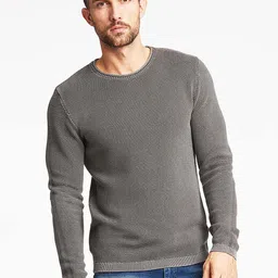 LINDBERGH Men Grey Ribbed Organic Cotton Pullover-picture-44