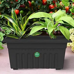 TRUSTBASKET 6-Pieces Black Textured UV Treated Rectangular Planters-11