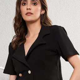 SASSAFRAS worklyf Women Double-Breasted Crop Blazers-image-27