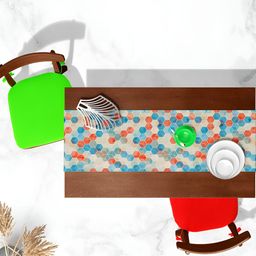 ArtzFolio Off White & Blue Digital Printed Table Runner-54