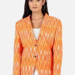 INDOPHILIA Ikat Printed Cotton Single-Breasted Casual Blazer-picture-3