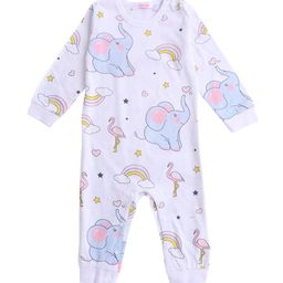 Hopscotch Kids White & Blue Printed Pure Cotton Rompers-picture-31