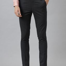MR BUTTON Men Black & White Striped Slim Fit Trousers-image-73