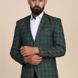TAHVO Men Checked Slim Fit Single-Breasted Party Blazer-image-51