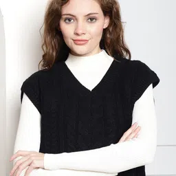 NoBarr Black Cable Knit Sweater Vest-52