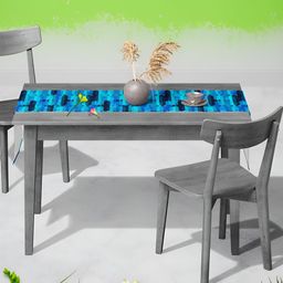 ArtzFolio Blue & Black Abstract Printed Dining Table Runner-20