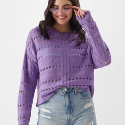 The Souled Store Open Knit Self Design Acrylic Pullover Sweater-6