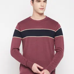 Duke Men Maroon & Black Colourblocked Colourblocked Pullover-image-51