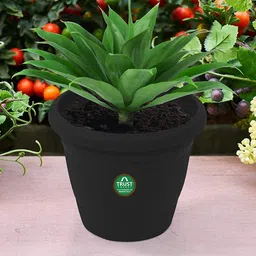 TrustBasket 12-Pcs Black UV Treated Round Planters-38