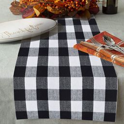 Lushomes White & Black 2-Pieces Checked Pure Cotton Table Runners-1