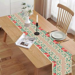 homewards Beige & Green Printed Table Runner-15