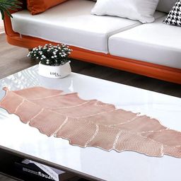 Dakshya Industries Copper Toned Leaf Shape Soft Table Runner-16