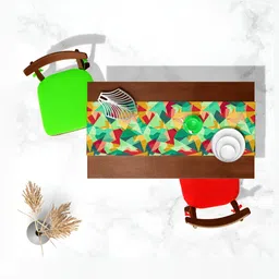 ArtzFolio Green & Red Digital Abstract Printed Table Runner-5