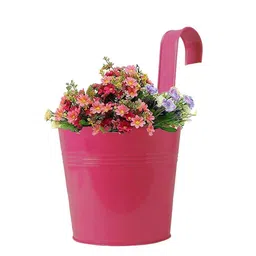 TRUSTBASKET Plain Round Railing Metal Planter-51