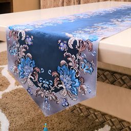 GROKI Blue Floral Printed Dust Proof Table Runners-44
