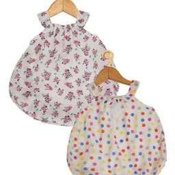 Creative Kids Infant Girls Pack of 2 Floral Printed Shoulder Straps A-Line Dresses-image-66