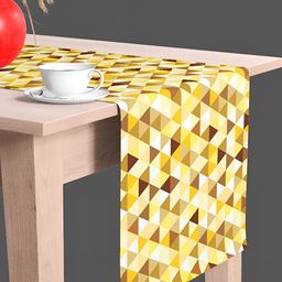 ArtzFolio Beige & Brown Geometric Printed Table Runner-9