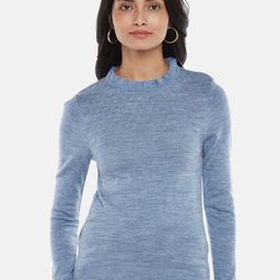 Honey by Pantaloons Women Blue Cable Knit Pullover-image-67