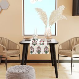 STITCHNEST Red & White Floral Printed Cotton Table Runners-11