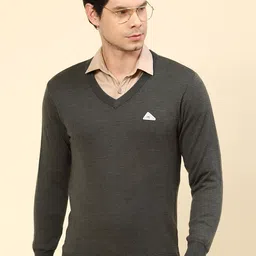 Monte Carlo V-Neck Ribbed Pure Wool Pullover-image-56
