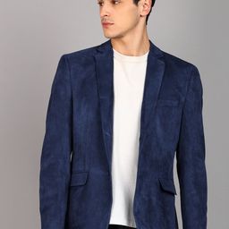 Mast & Harbour Blue Notched Lapel Slim-Fit Single Breasted Casual Blazer-picture-27