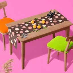 ArtzFolio Brown Pink Geometric Center Dining Table Runner-36