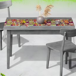 ArtzFolio Green & Pink Abstract Printed Table Runner-35