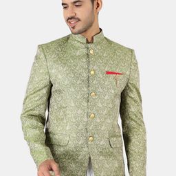 Wintage Men Green Printed Single-Breasted Blazers-picture-34