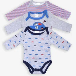 One Friday Infant Boys Pack Of 3 Printed Pure Cotton Bodysuit-4