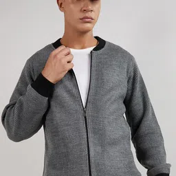 Campus Sutra Round Neck Ribbed Front-Open Sweaters-3