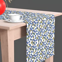 ArtzFolio White & Blue Printed Rectangular Table Runner-15