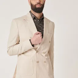 MR BUTTON Slim-Fit Peaked Lapel Collar Double Breasted Blazer-image-69