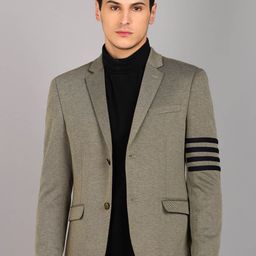 Mast & Harbour Olive Self-Design Notched Lapel Slim-Fit Single Breasted Casual Blazer-picture-16