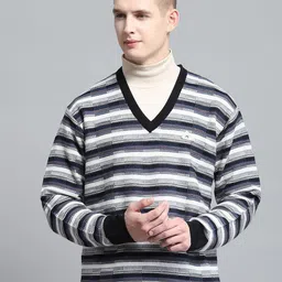 Monte Carlo Men Striped Woollen Pullover-image-82