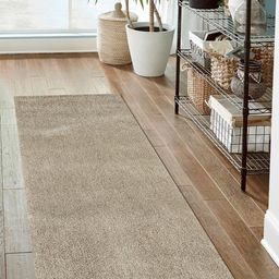 OBSESSIONS Beige Solid Non-Shedding Single Floor Runner-49