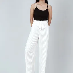 First Resort by Ramola Bachchan Women Relaxed Pleated Waist Tie-Up Palazzo-picture-54