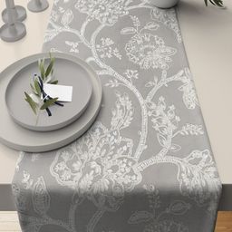 SHADES of LIFE Grey Embroidered Pure Cotton Table Runner-12