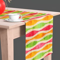 ArtzFolio Red & Green Abstract Printed Table Runner-6