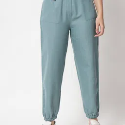 Orchid Blues Women Green High-Rise Joggers Trousers-picture-36
