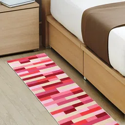 Saral Home LUCIER Pink & Beige Geometric Printed Cotton Anti Skid Rectangle Floor Runner-14