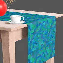 ArtzFolio Green & Blue Geometric Printed Rectangle Table Runner-45