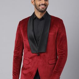 MR BUTTON Men Red Solid Slim Fit Single Breasted Blazer-picture-41