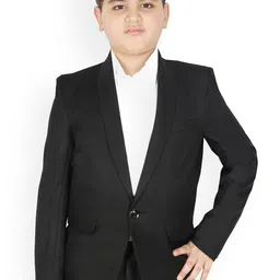 SG YUVRAJ Boys Black Solid Party Tuxedo Blazer-image-15
