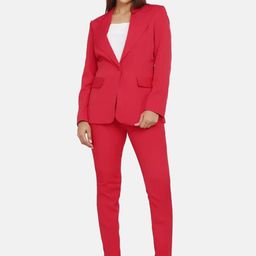 PowerSutra Women Solid Single Breasted Cheery Red Blazers-picture-49